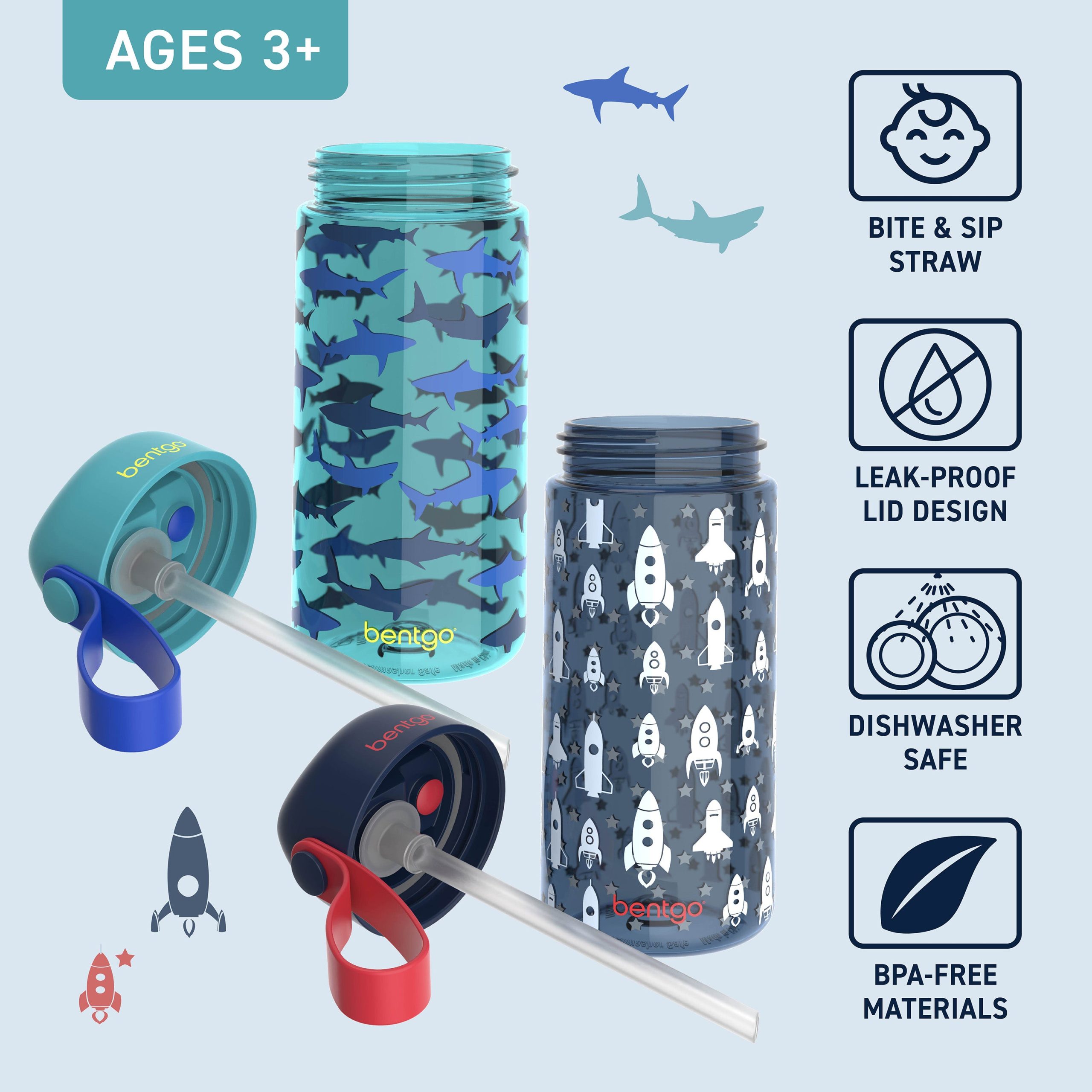 Bentgo Kids Prints Water Bottle (2-Pack) - Image 24